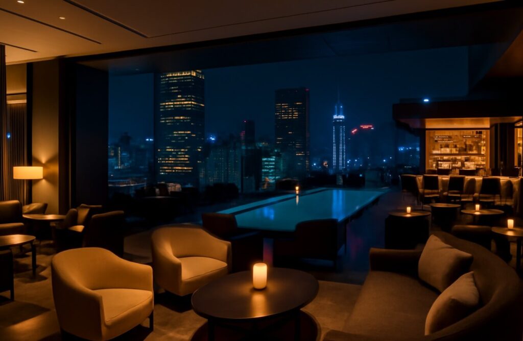 A luxurious rooftop lounge in Gangnam Seoul