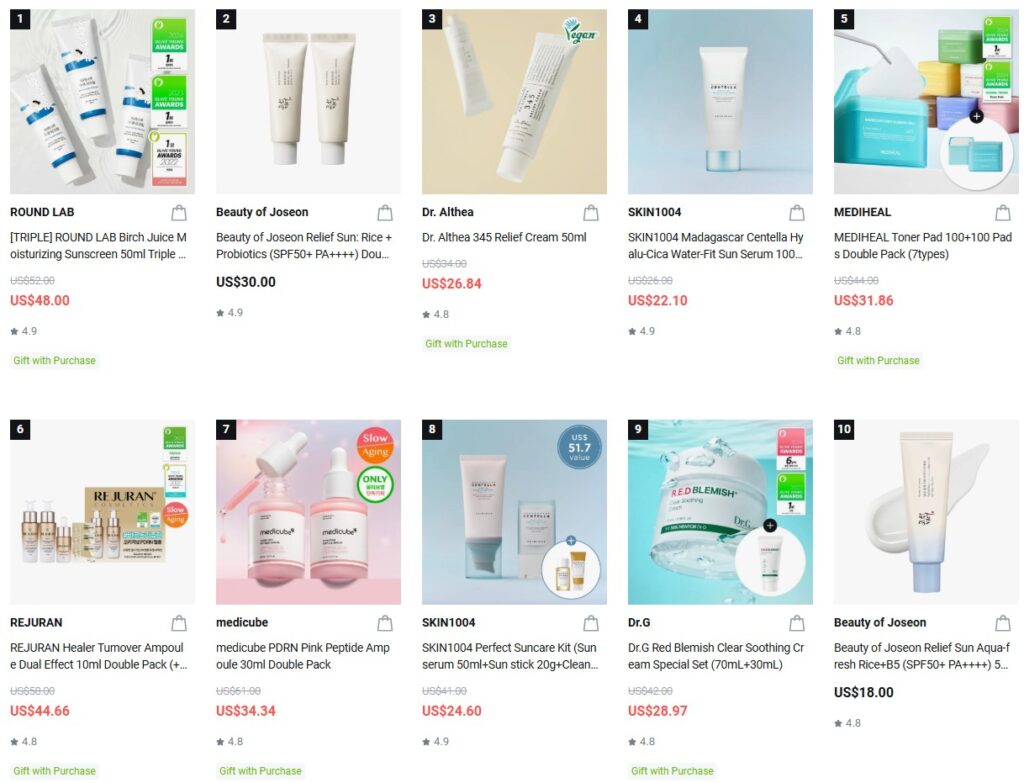 K-beauty sheet masks at Olive Young Korea